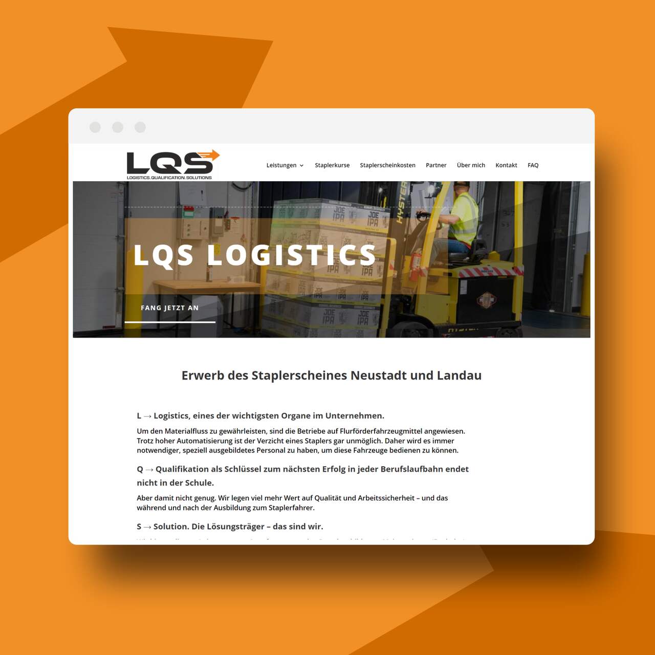Referenz von Webdesgin Landau - LQS Logistics